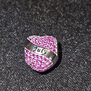 July Pink and Silver Heart Charm